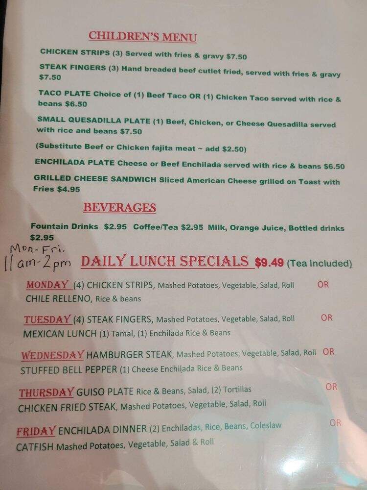 La Historia Mexican & American Restaurant - San Angelo, TX menu_pic