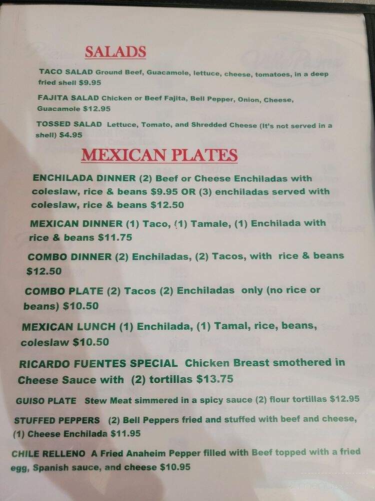 La Historia Mexican & American Restaurant - San Angelo, TX menu_pic