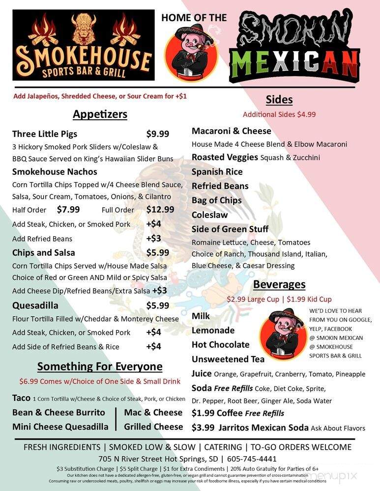 Smokehouse Sports Bar & Grill - Hot Springs, SD menu_pic