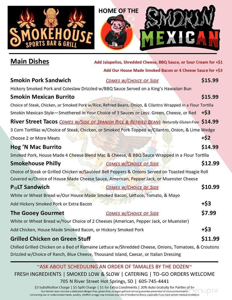 Smokehouse Sports Bar & Grill - Hot Springs, SD menu_pic