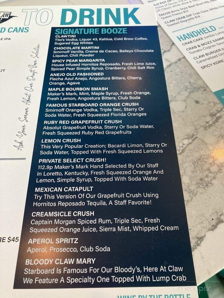 Starboard Claw - Dewey Beach, DE menu_pic