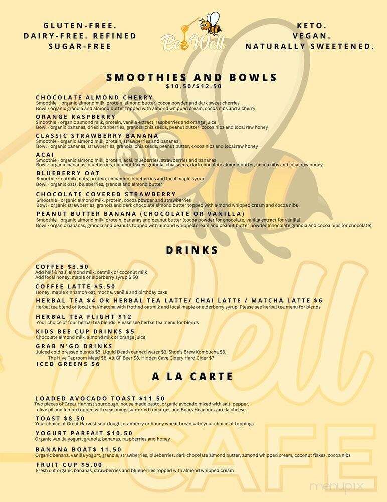 Bee Well Cafe - Mukwonago, WI menu_pic