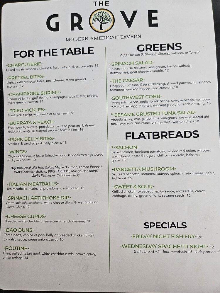 The Grove - DeKalb, IL menu_pic