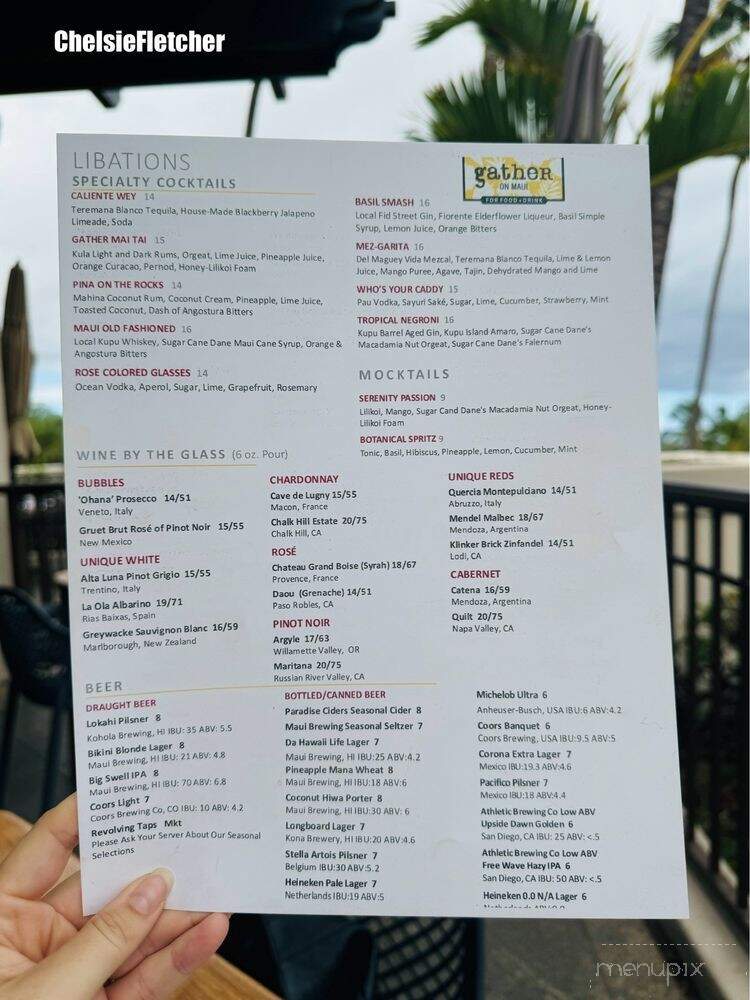 Gather in Maui - Kihei, HI menu_pic