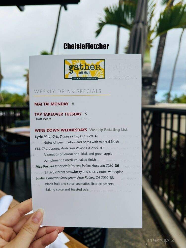Gather in Maui - Kihei, HI menu_pic