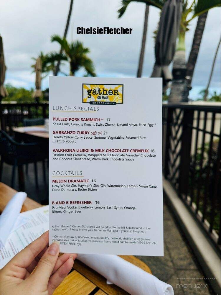 Gather in Maui - Kihei, HI menu_pic