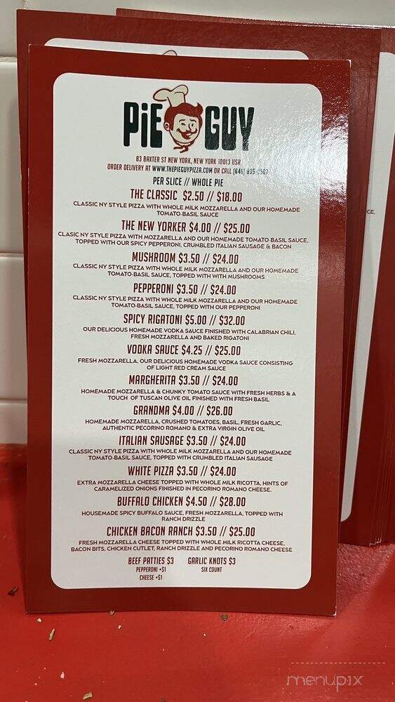 The Pie Guy Pizza - New York, NY menu_pic