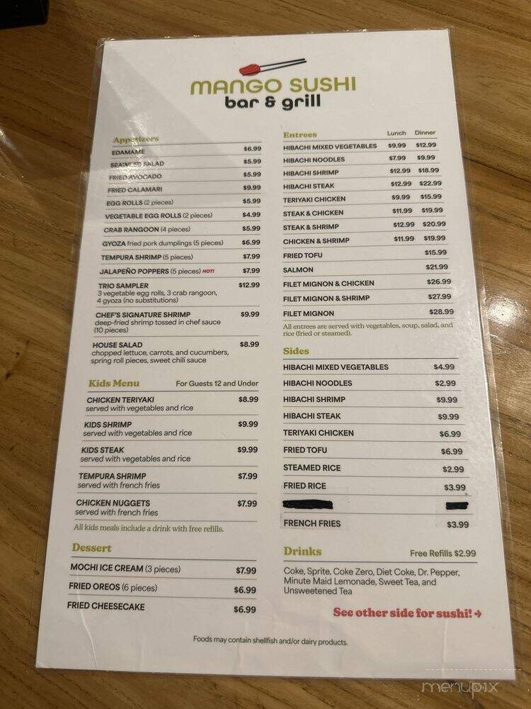 Mango Sushi - Fort Oglethorpe, GA menu_pic