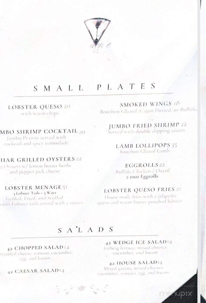 Cache 42 Kitchen & Cocktails - Memphis, TN menu_pic