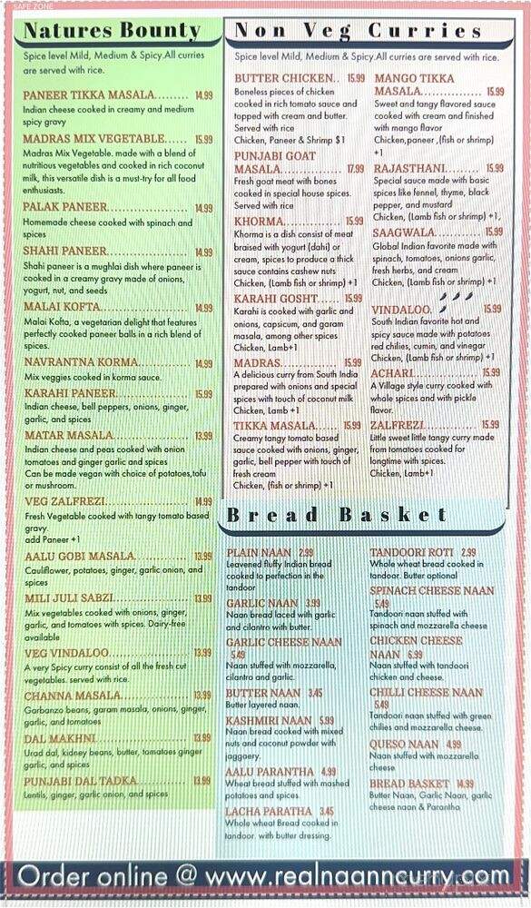 Naan N Curry - Vancouver, WA menu_pic