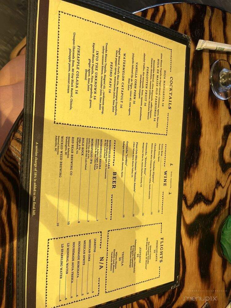 Hoja Taqueria - Washington, DC menu_pic