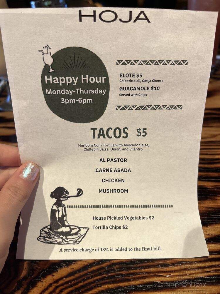 Hoja Taqueria - Washington, DC menu_pic