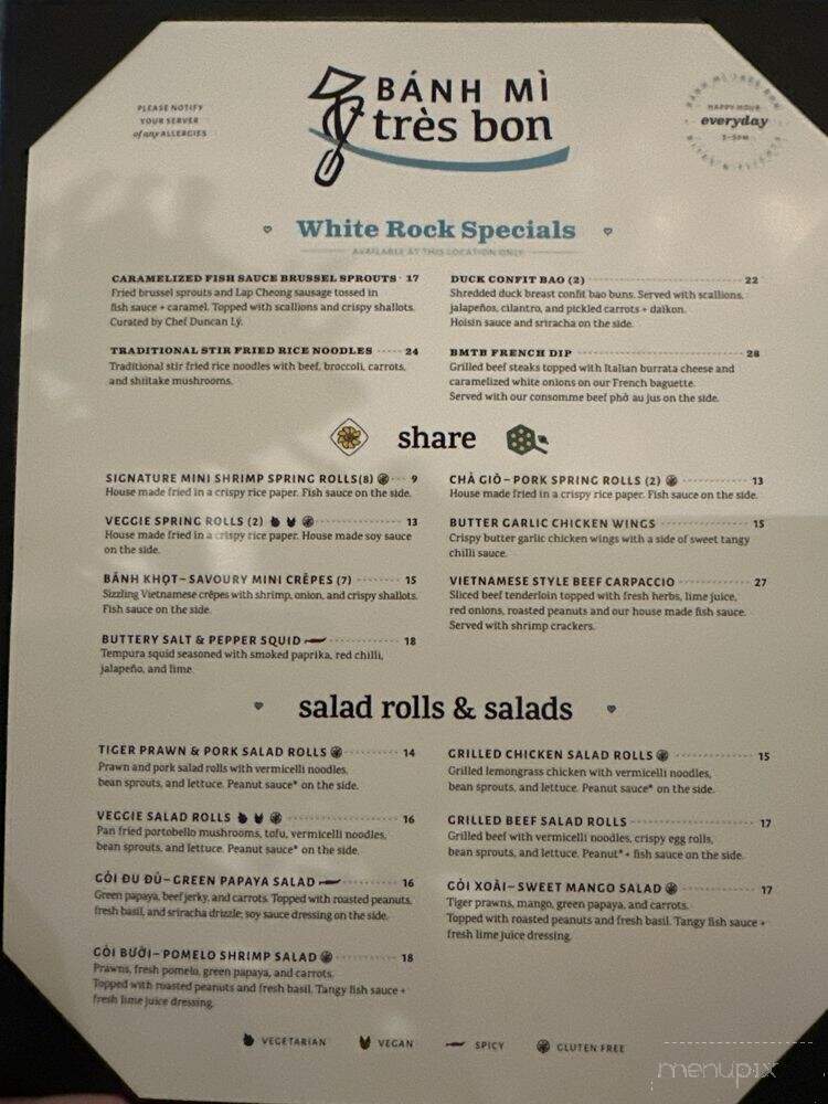 Banh Mi Tres Bon - White Rock, BC menu_pic