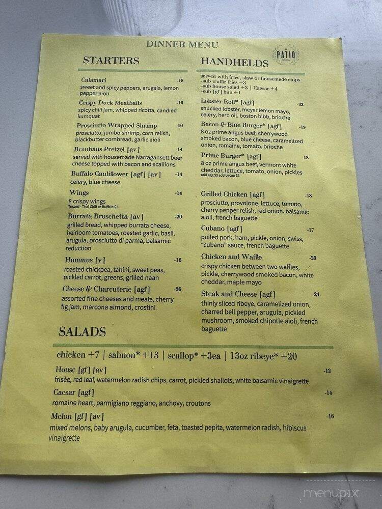 The Patio on Broadway - Providence, RI menu_pic