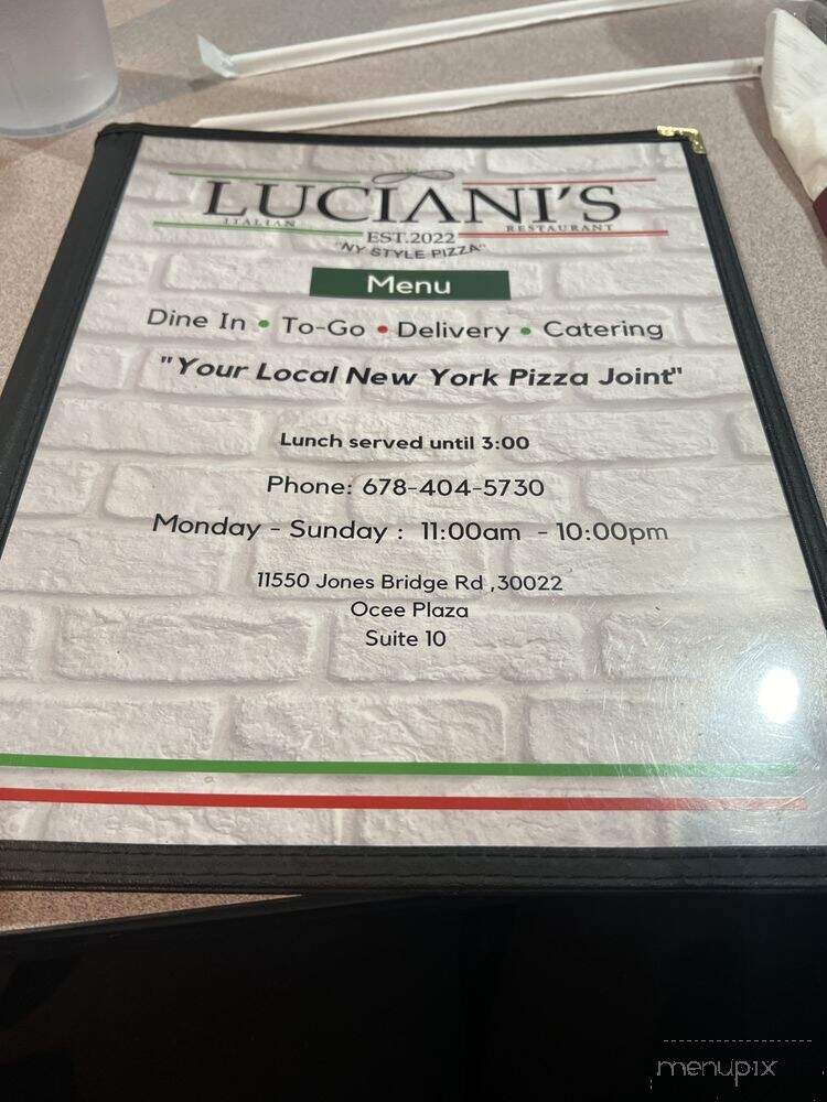 Luciani's Italian Restaurant - Alpharetta, GA menu_pic