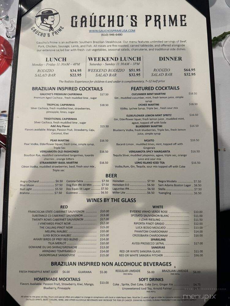 Gaucho's Prime - King of Prussia, PA menu_pic