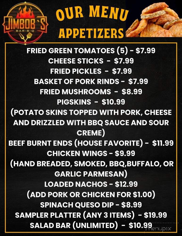 JimBob's Bar-B-Q - Townsend, TN menu_pic