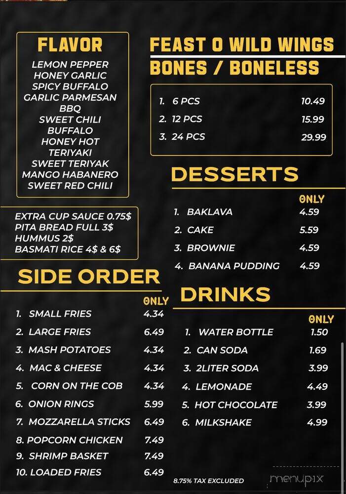 Halal Feast O - Buffalo, NY menu_pic