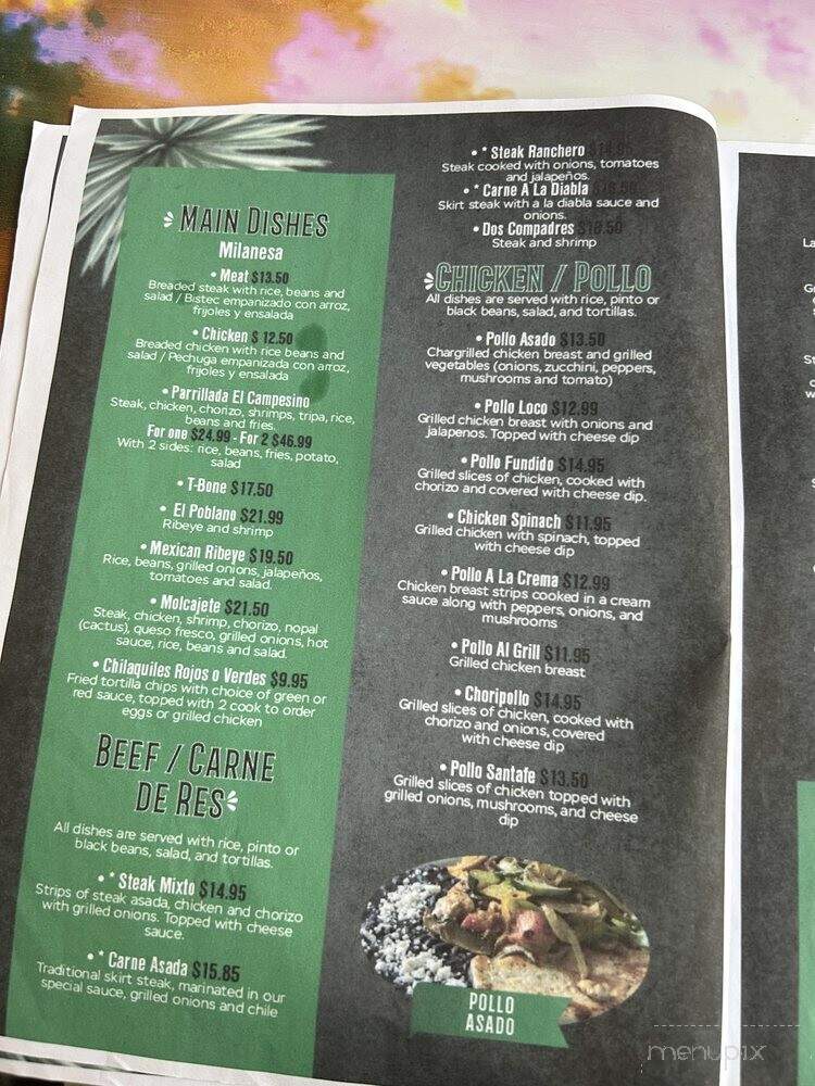 El Campesino Mexican Grill - Mocksville, NC menu_pic