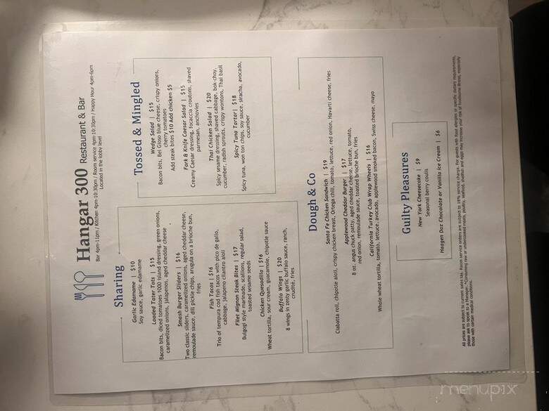Hangar 300 Bar & Restaurant - Palmdale, CA menu_pic