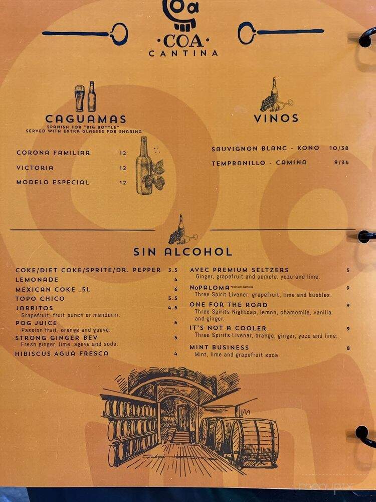 Coa Cantina - Breckenridge, CO menu_pic
