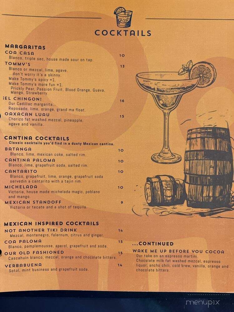 Coa Cantina - Breckenridge, CO menu_pic