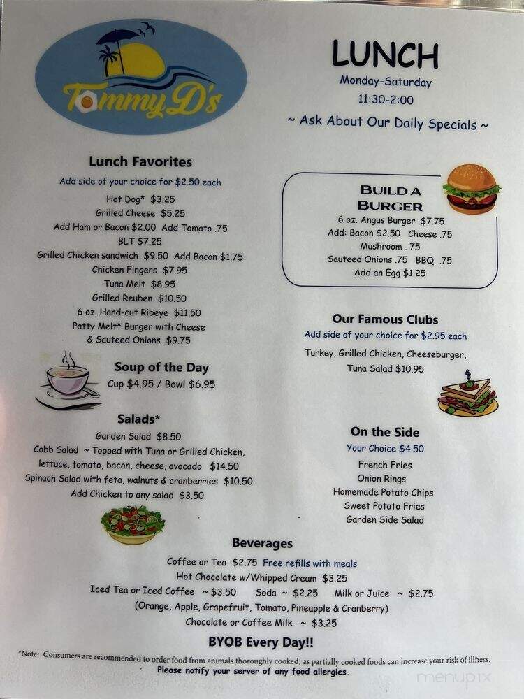 Tommy D's - Narragansett, RI menu_pic