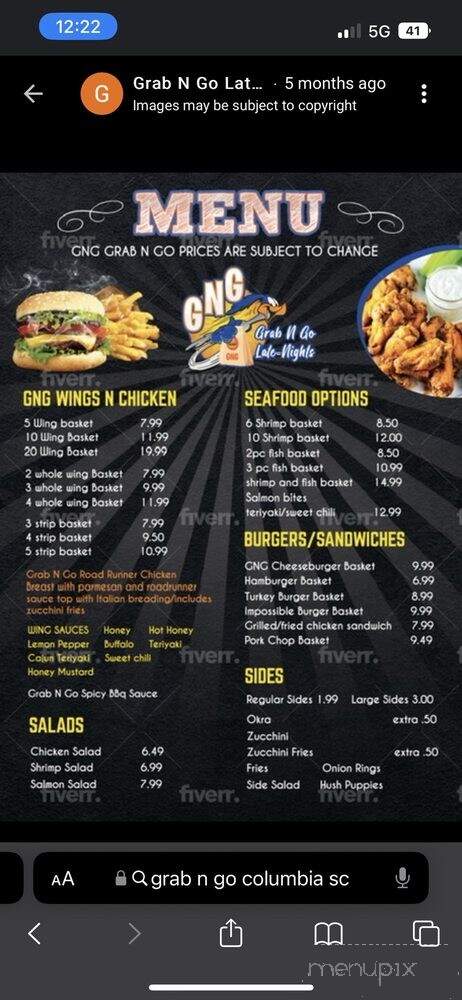 Grab N Go Late Nights - Columbia, SC menu_pic