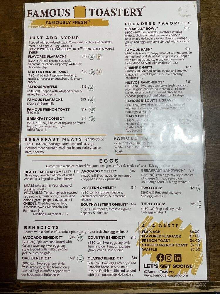 Famous Toastery - Boone, NC menu_pic