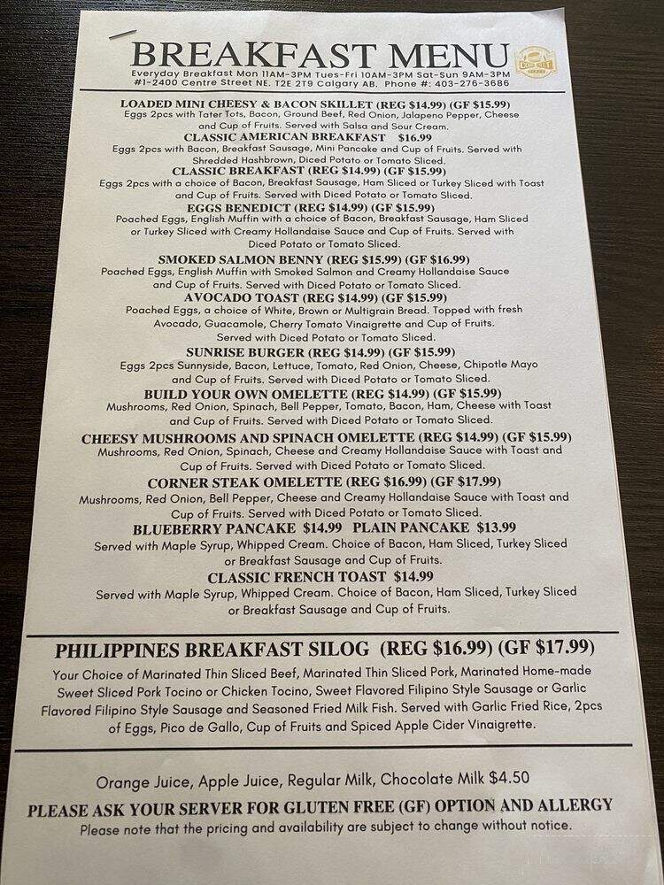 Corner Street - Calgary, AB menu_pic