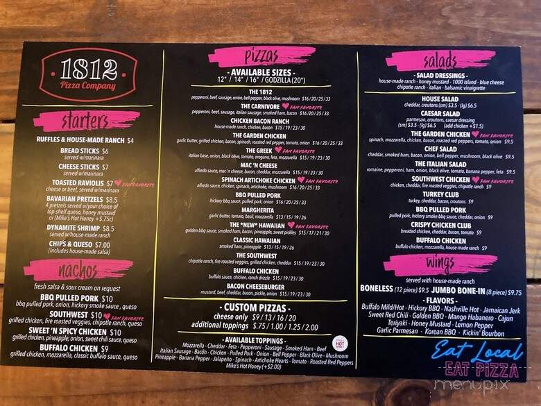 1812 Pizza Company - Jonesboro, AR menu_pic