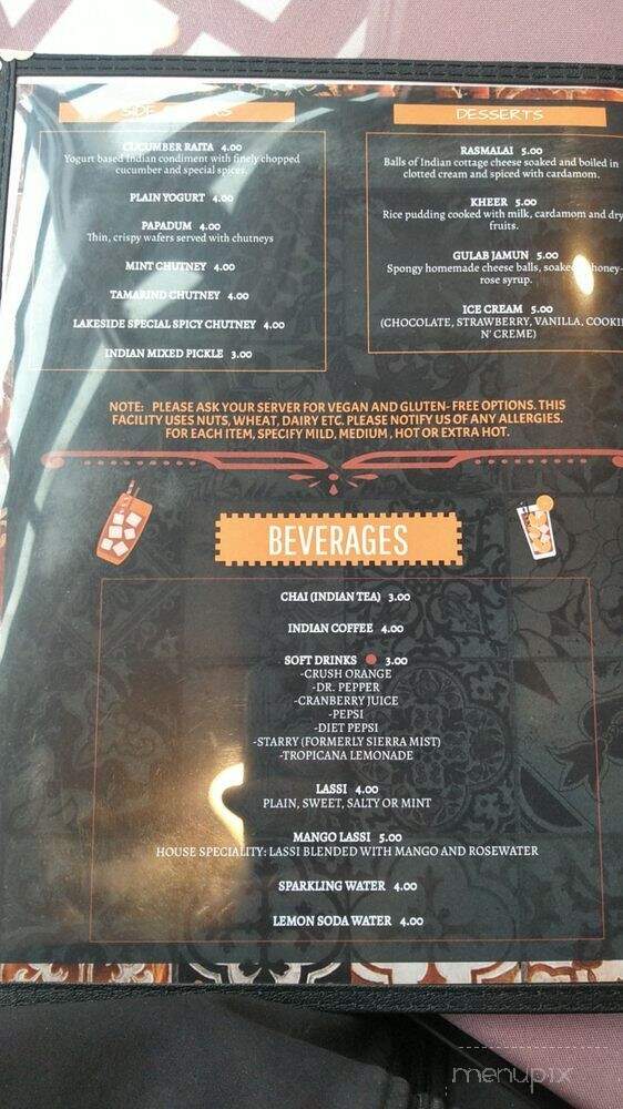Lakeside Indian Cuisine Bar and Grill - Marysville, CA menu_pic