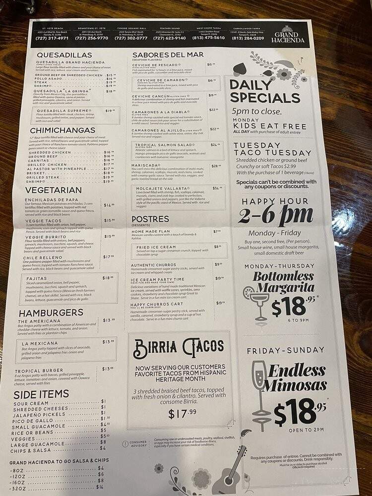 Grand Hacienda - Clearwater, FL menu_pic