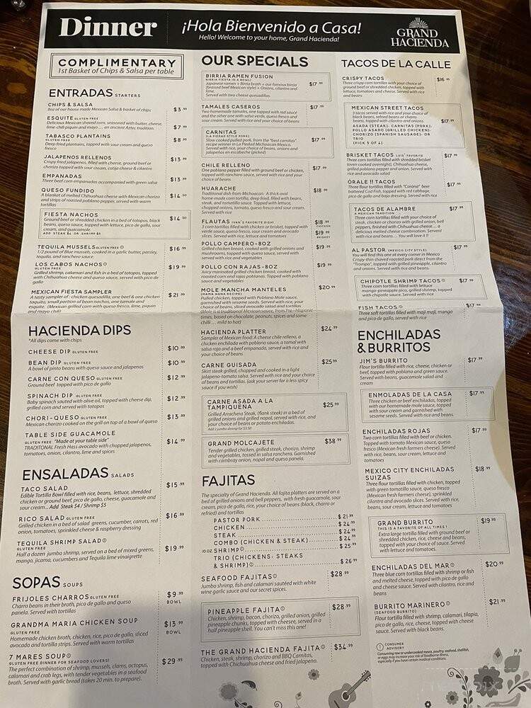 Grand Hacienda - Clearwater, FL menu_pic