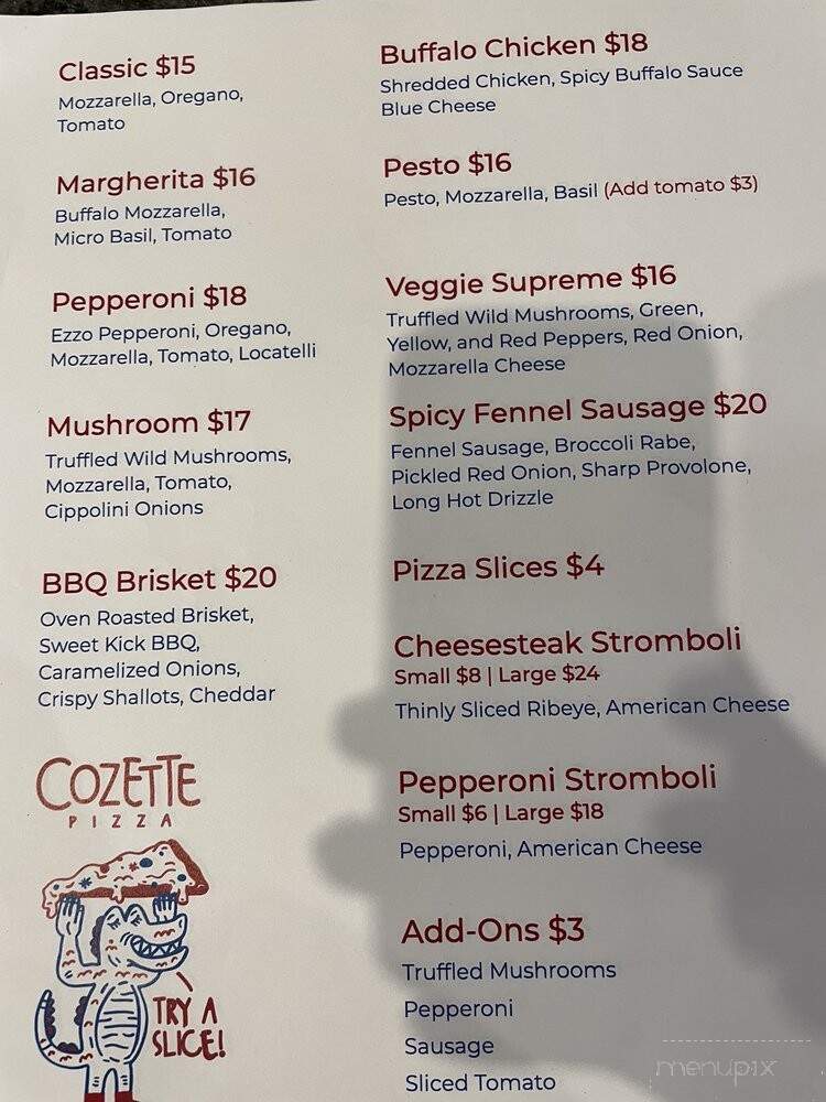 Cozette Pizza - Philadelphia, PA menu_pic
