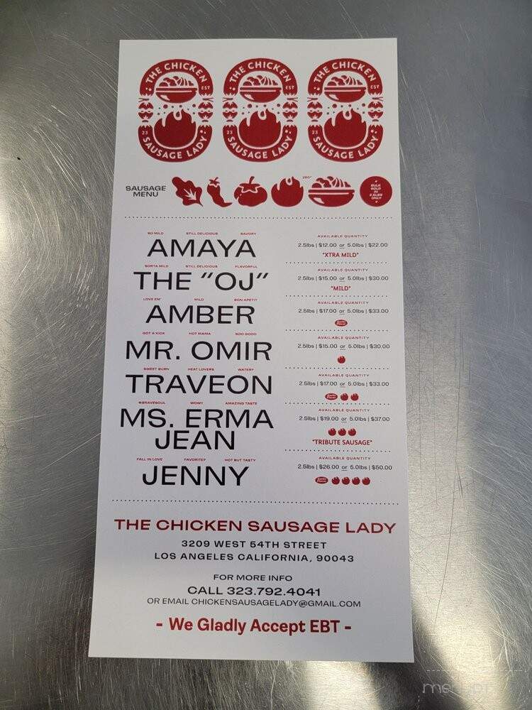 The Chicken Sausage Lady - Los Angeles, CA menu_pic