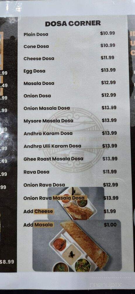 Dosa & Biryani Corner - Niles, IL menu_pic