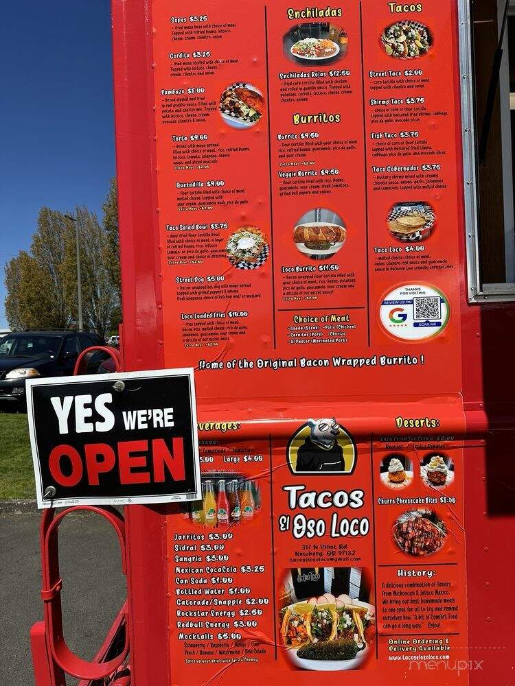 Tacos El Oso Loco - Newberg, OR menu_pic
