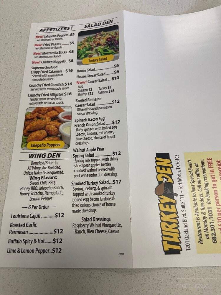 Turkey Den - Fort Worth, TX menu_pic