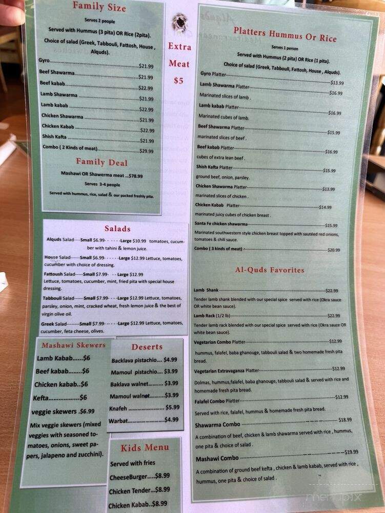Alquds Mediterranean Grill 2 - Rio Rancho, NM menu_pic