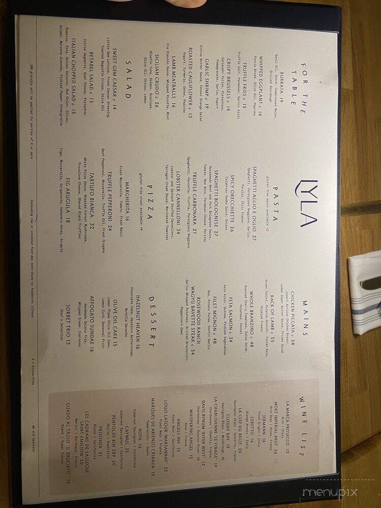 Lyla - Dallas, TX menu_pic
