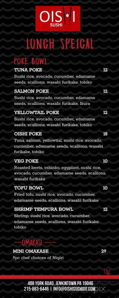 Oishi Sushi - Jenkintown, PA menu_pic