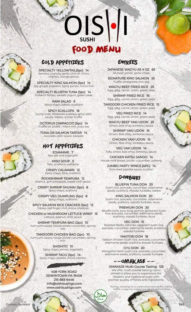 Oishi Sushi - Jenkintown, PA menu_pic