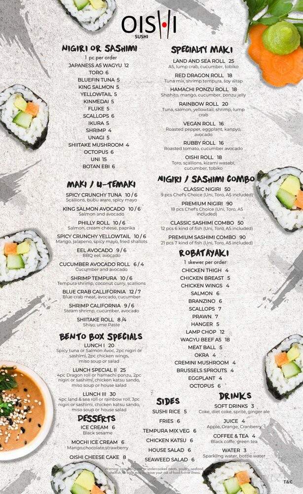 Oishi Sushi - Jenkintown, PA menu_pic