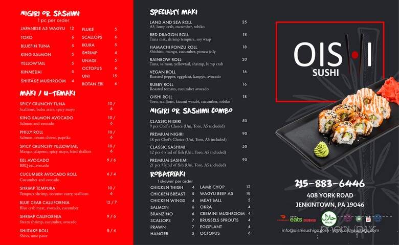 Oishi Sushi - Jenkintown, PA menu_pic