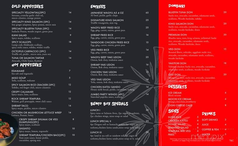 Oishi Sushi - Jenkintown, PA menu_pic