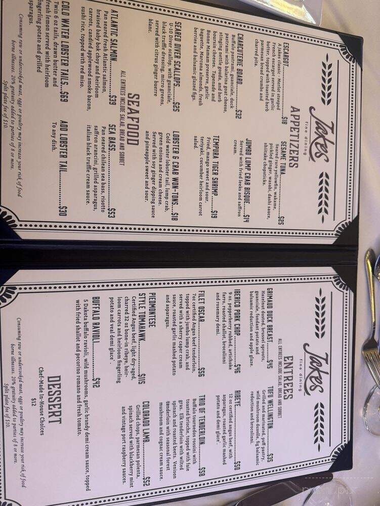 Jake's Fine Dining - Deadwood, SD menu_pic