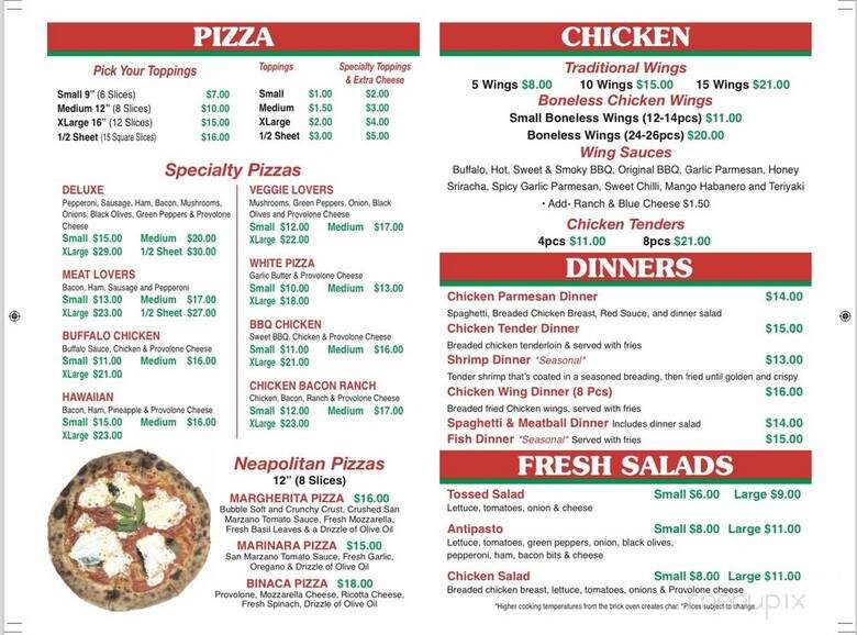 Joe De's Brick Oven Pizza - Cleveland, OH menu_pic