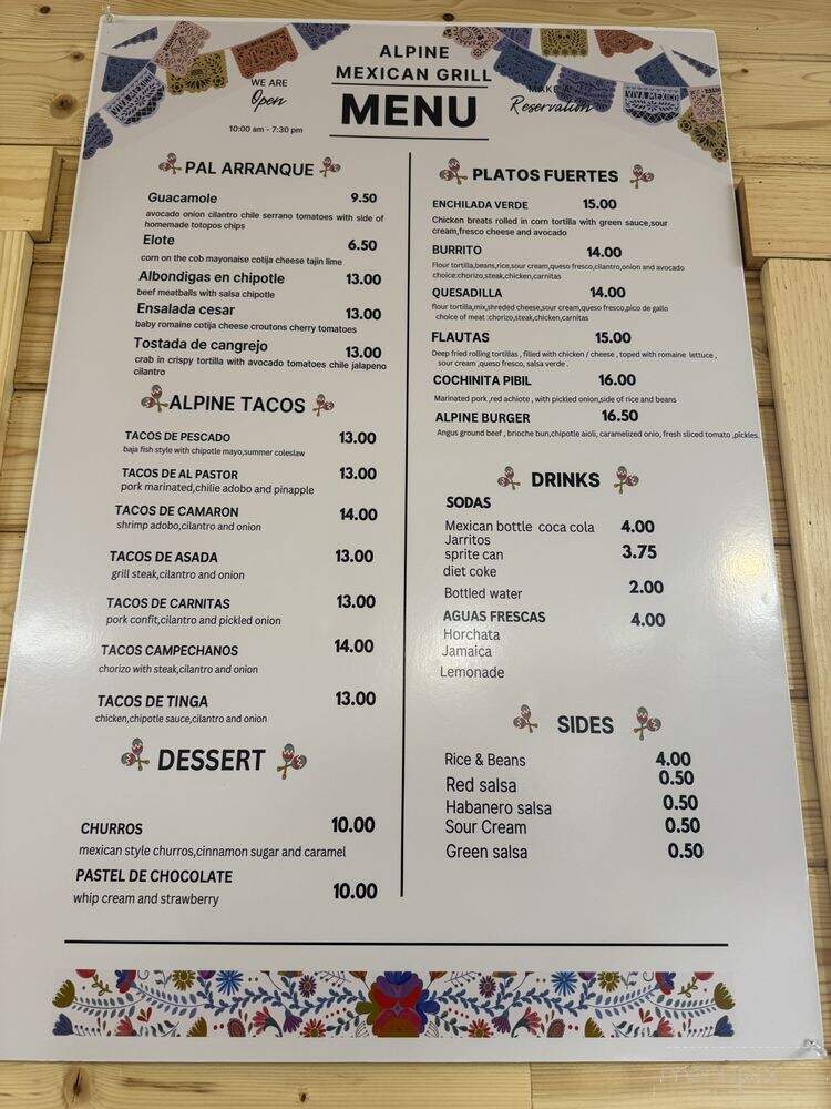 Alpine Grill - Markleeville, CA menu_pic