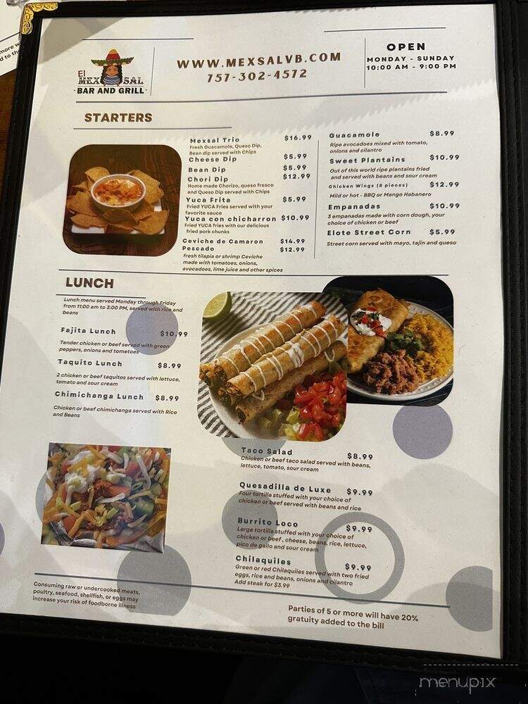 El Mexsal - Virginia Beach, VA menu_pic